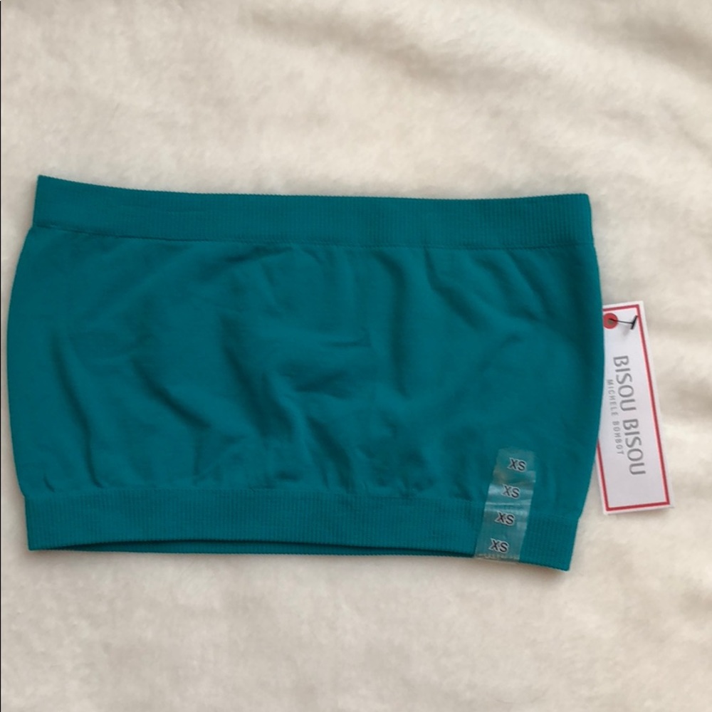 Bisou Bisou Teal Bandeau Top